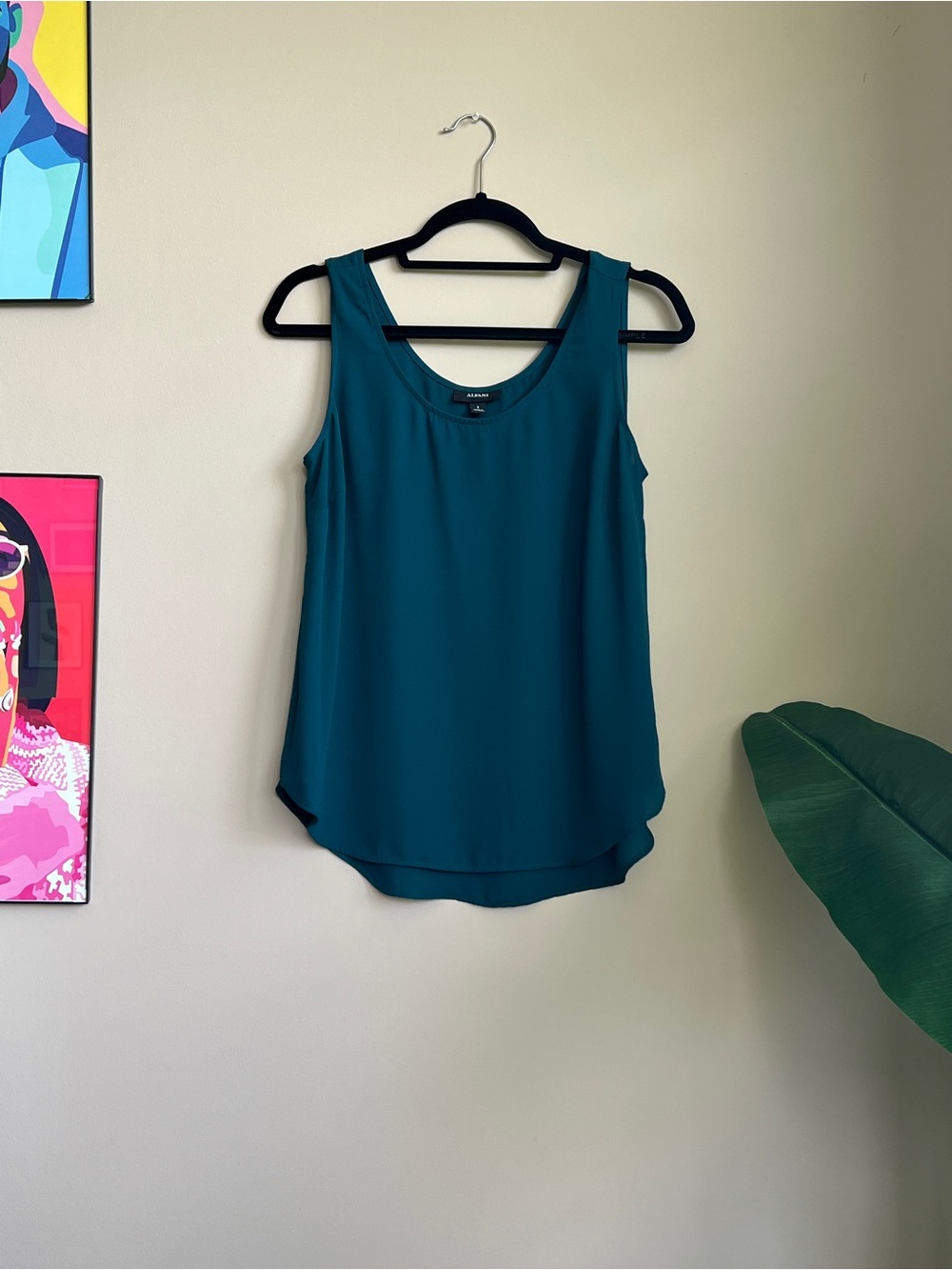 Alfani Teal Sleeveless Layered Chiffon Blouse Size Small